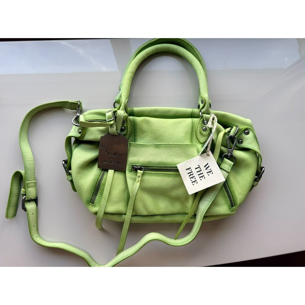 Free People We The Free Baby Emerson Leather Tote Bag 💚Matcha Green 💚 Rare NWT